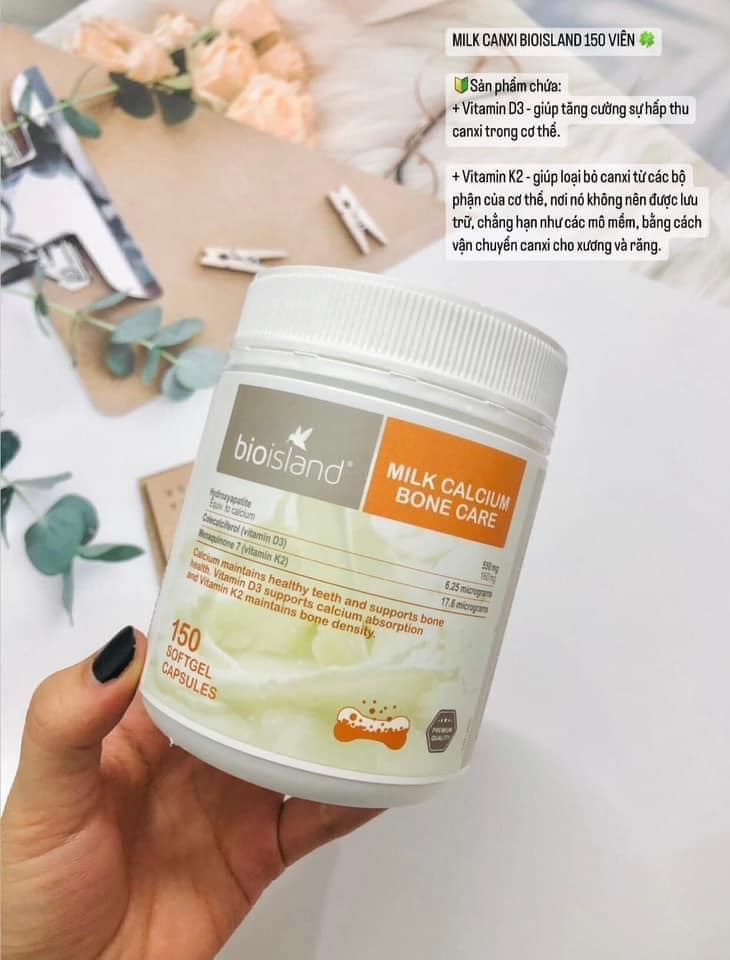 Bio Island Milk Calcium Bone Care5 Viên uống Bổ sung Canxi Bio Island Milk Calcium Bone Care 150 viên -Dành cho 4 tuổi trở lên Go1care