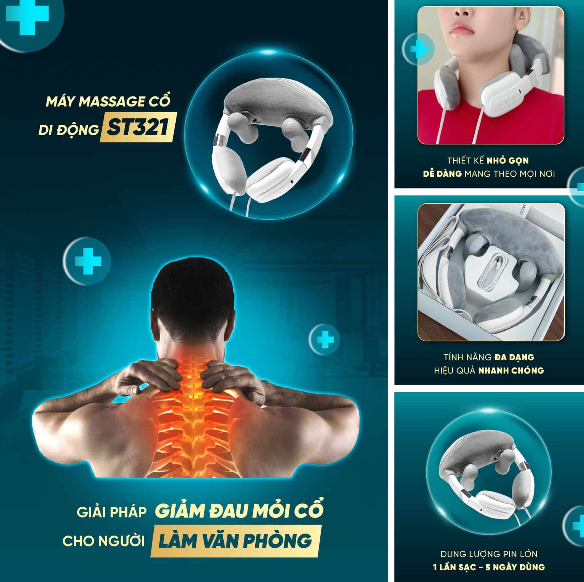 May Massage Co Di Dong ST 321 v2 Go1care Máy Massager cổ di động ST 321 - Giúp làm giảm đau mỏi cổ với 3 chế độ massage Go1care