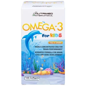 Viên dầu cá Omega 3 For Kids Nutrimed giúp trẻ phát triển trí não, thị lực (100 viên)