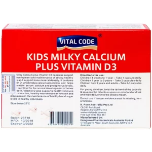Kids Milky Calcium Plus Vitamin D3 hỗ trợ tăng chiều cao