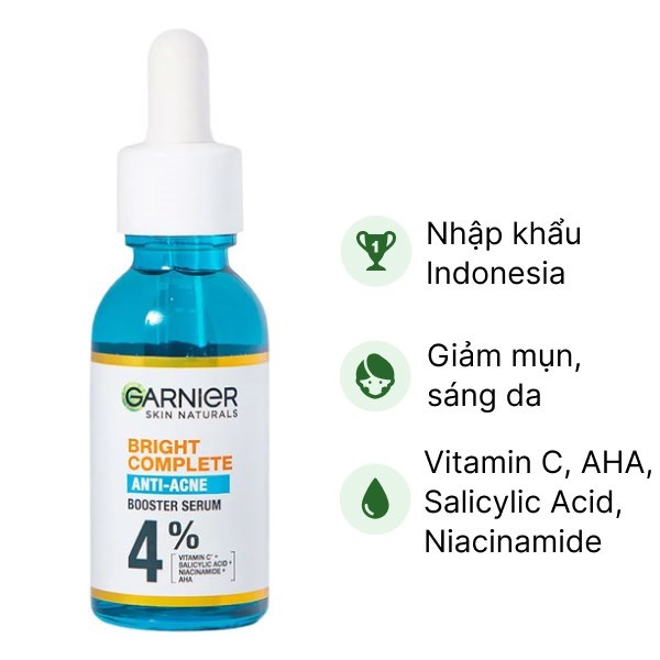 Serum Niacinamide Garnier với công dụng ức chế nhờn, kháng viêm, trị mụn và làm sáng da vô cùng hiệu quả 