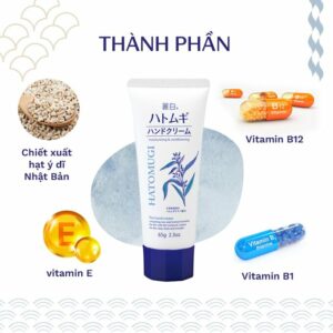 Kem Dưỡng Tay Hatomugi Cấp Ẩm Mềm Mịn & Ngừa Nếp Nhăn 65g Reihaku Hatomugi Hand Cream