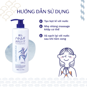 Sữa tắm trắng da giữ ẩm Hatomugi Nhật Bản 800ML Reihaku Hatomugi Body Soap