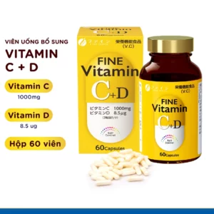 Viên uống Vitamin C&D FINE JAPAN chống suy nhược cơ thể lọ 60 viên (30 ngày)