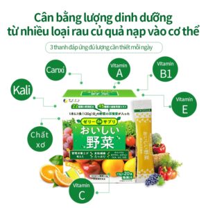 Thạch rau củ & hoa quả Delicious Veggie Jelly FINE JAPAN hộp 20 thanh