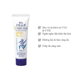 Kem Chống Nắng Hatomugi Dưỡng Ẩm & Làm Sáng Da 80g The UV Milky Gel UV Care & Moisturizing SPF50+ PA++++